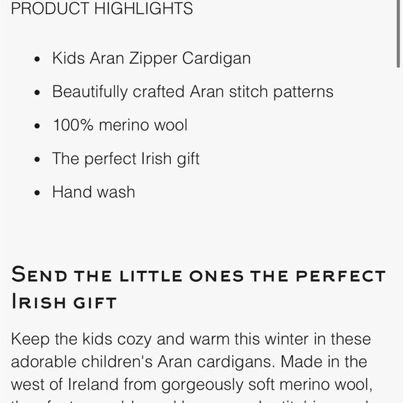 Aran Crafts Kids Merino Hooded Aran Zip Cardigan 6-7 Y - Picture 3 of 11